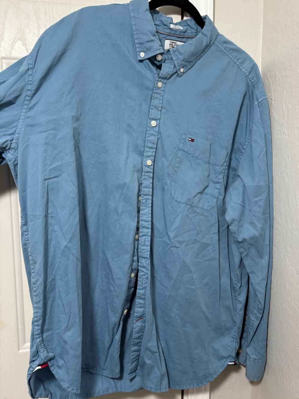 Tommy Hilfiger Dusty Blue Long-Sleeve Button-Up Shirt